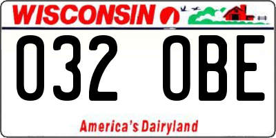 WI license plate 032OBE
