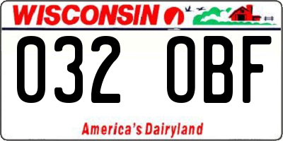 WI license plate 032OBF