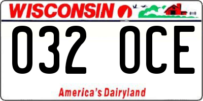 WI license plate 032OCE