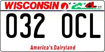 WI license plate 032OCL