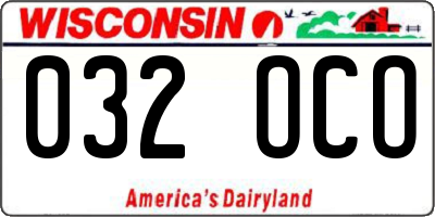 WI license plate 032OCO