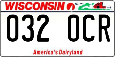 WI license plate 032OCR