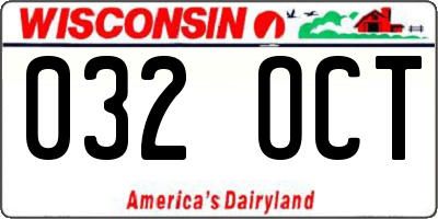 WI license plate 032OCT