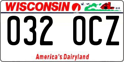 WI license plate 032OCZ