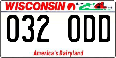 WI license plate 032ODD