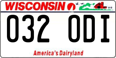 WI license plate 032ODI