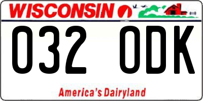 WI license plate 032ODK