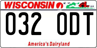 WI license plate 032ODT