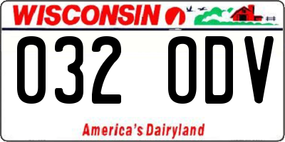 WI license plate 032ODV