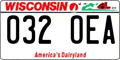 WI license plate 032OEA