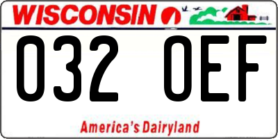 WI license plate 032OEF