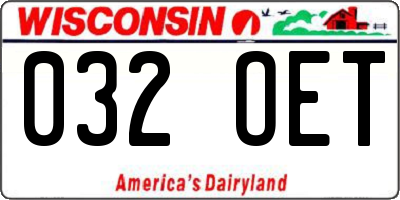 WI license plate 032OET