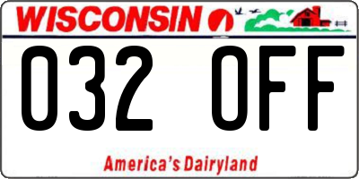 WI license plate 032OFF