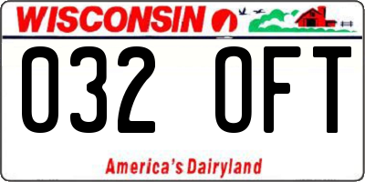 WI license plate 032OFT