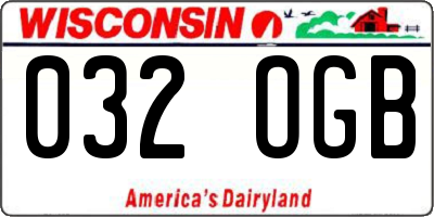 WI license plate 032OGB