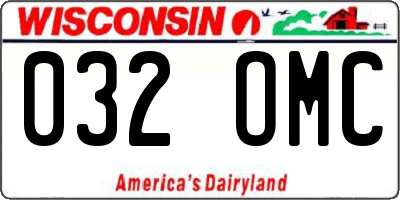 WI license plate 032OMC