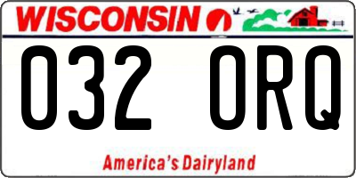 WI license plate 032ORQ