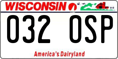 WI license plate 032OSP