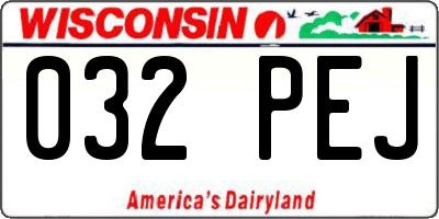 WI license plate 032PEJ