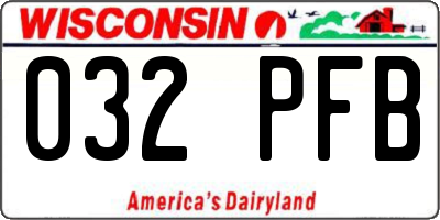 WI license plate 032PFB