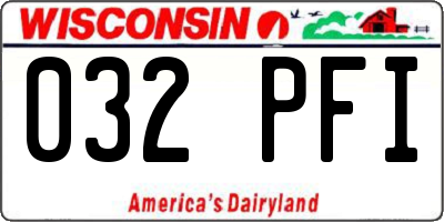 WI license plate 032PFI