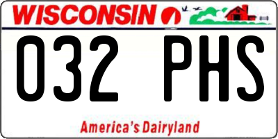 WI license plate 032PHS
