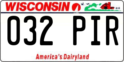 WI license plate 032PIR