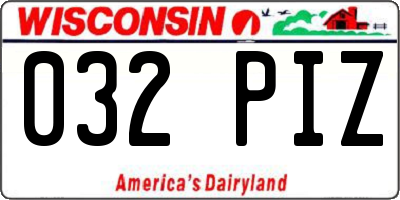 WI license plate 032PIZ