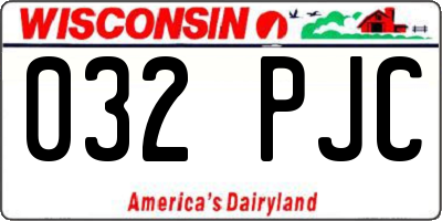 WI license plate 032PJC