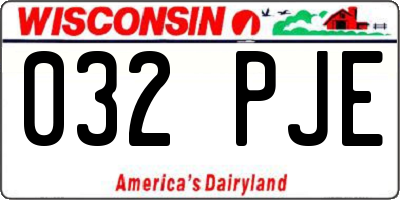 WI license plate 032PJE
