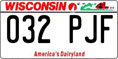 WI license plate 032PJF