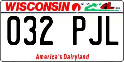 WI license plate 032PJL