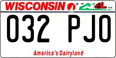 WI license plate 032PJO