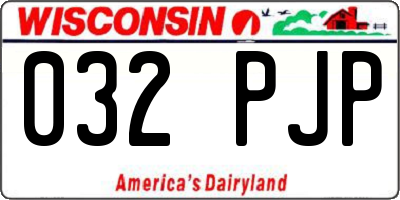 WI license plate 032PJP