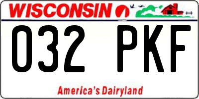 WI license plate 032PKF