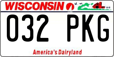 WI license plate 032PKG