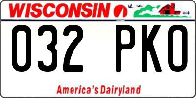 WI license plate 032PKO