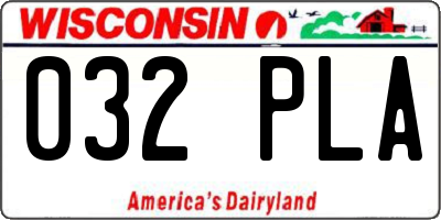 WI license plate 032PLA