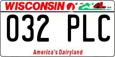 WI license plate 032PLC