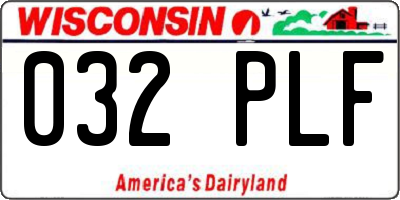 WI license plate 032PLF