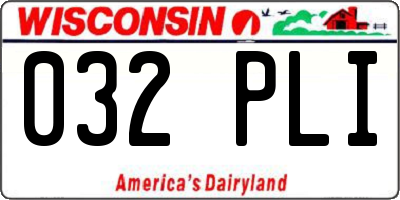 WI license plate 032PLI