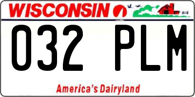 WI license plate 032PLM