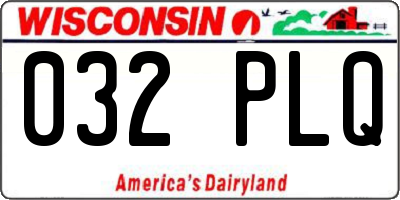 WI license plate 032PLQ
