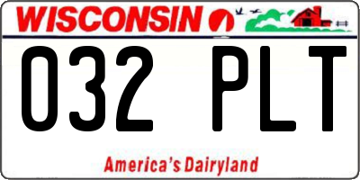 WI license plate 032PLT