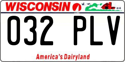WI license plate 032PLV