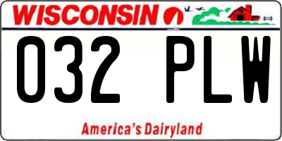 WI license plate 032PLW