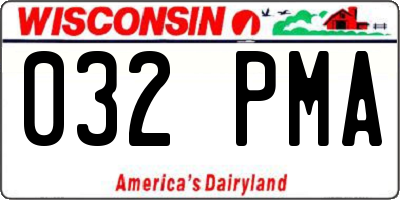 WI license plate 032PMA