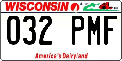WI license plate 032PMF