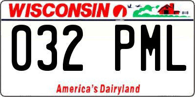 WI license plate 032PML