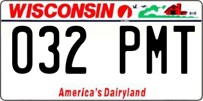 WI license plate 032PMT